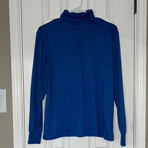Vintage Lands End cotton blend cobalt Blue Turtleneck Long Sleeve Top - XL